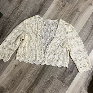 Loft Cardigan Lace Crochet Coverup Shawl Crop Cardigan